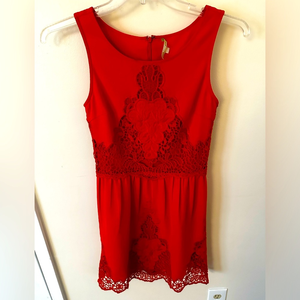 Gianni Bini Orange Appliqué Dress Xs